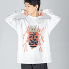 kota_nakatsuboの不屈と書かれた提灯に乗った龍 しょんぼり ビッグシルエットロングスリーブTシャツ