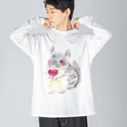 しず華＊(カラー･リボンボン)のきゅんきゅんチンチラ Big Long Sleeve T-Shirt