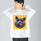 むっちり猫のむっちり丸のむっちり丸ぺろり ビッグシルエットロングスリーブTシャツ