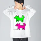 柴犬しばわんこhana873のしばいぬさんたち(ピンクと黄緑)柴犬さんたち Big Long Sleeve T-Shirt