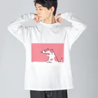 しろくまのかばん屋さん（SUZURI店）のぶちねこさん ビッグシルエットロングスリーブTシャツ