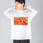 129129129の中華拉麺定食 ビッグシルエットロングスリーブTシャツ