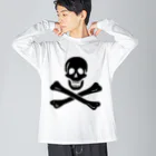 DRIPPEDの海賊旗スカル-Jolly Roger サミュエル・ベラミーの海賊旗-黒ロゴ ビッグシルエットロングスリーブTシャツ