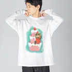 wokasinaiwoのヲカシなクリスマスケーキおかか ビッグシルエットロングスリーブTシャツ