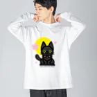 夢見る柴犬のCherry-Blossom-Moon ビッグシルエットロングスリーブTシャツ