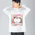 さくらんぼねこの白猫さん♥ ビッグシルエットロングスリーブTシャツ