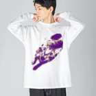 Beansショップの絶叫ねこ (3D風味、むらさきver) Big Long Sleeve T-Shirt