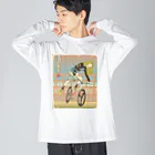 nidan-illustrationの"双輪車娘之圖會" 3-#1 ビッグシルエットロングスリーブTシャツ