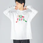 イラスト MONYAAT のちびた色鉛筆 PAPA*A ビッグシルエットロングスリーブTシャツ