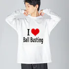 タマロー＠金蹴り・金玉責めのI LOVE Ball Busting ビッグシルエットロングスリーブTシャツ