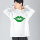 多摩市民のセクシーな唇(グリーン) ビッグシルエットロングスリーブTシャツ