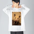 香色のハムスターのキンクマハムスター　香ちゃん ビッグシルエットロングスリーブTシャツ