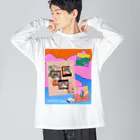 𝙈𝙊𝙈𝙊'𝙨 𝙎𝙝𝙤𝙥のMOMOのレトロなデザイン #01 ビッグシルエットロングスリーブTシャツ