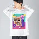 𝙈𝙊𝙈𝙊'𝙨 𝙎𝙝𝙤𝙥のMOMOのレトロなデザイン #02 ビッグシルエットロングスリーブTシャツ