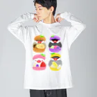 Lily bird（リリーバード）のぎゅっ♪マカロン文鳥ず ビッグシルエットロングスリーブTシャツ