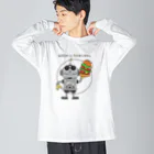 イラスト MONYAAT の私はロボットではありません ビッグシルエットロングスリーブTシャツ