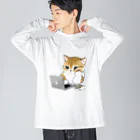 mofusandの在宅勤務にゃん Big Long Sleeve T-Shirt