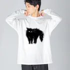 マイマイタケの怒ってます（黒猫） ビッグシルエットロングスリーブTシャツ