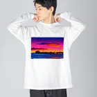 GALLERY misutawoのオーストラリア 夕暮れのヘンリービーチ桟橋 ビッグシルエットロングスリーブTシャツ