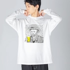 TM-3 Designの名画 × BEER（ゴッホ自画像）黒線画 *文字なしver. Big Long Sleeve T-Shirt