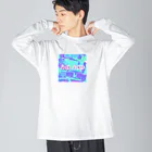 rabbit.bのhip hop(blue) ビッグシルエットロングスリーブTシャツ