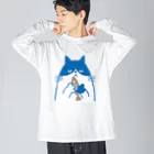 mincruのねこ と さかな ビッグシルエットロングスリーブTシャツ