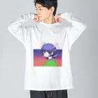 氏のウルフカットの女の子 ビッグシルエットロングスリーブTシャツ