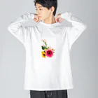 happ1のFlower ビッグシルエットロングスリーブTシャツ