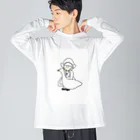 tanakasakiの女の子と白鳥 ビッグシルエットロングスリーブTシャツ