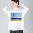 皮脂分泌の部屋(おもしろ/奇抜/個性的)の浮遊男 ビッグシルエットロングスリーブTシャツ