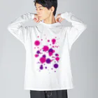 MAGENTA INFINITYのピンク紫のしぶき Big Long Sleeve T-Shirt