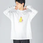 小鳥のほっぺの本読むピヨちゃん Big Long Sleeve T-Shirt