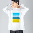 UKAWA LOVERSの青い海と黄金の棚田 ビッグシルエットロングスリーブTシャツ