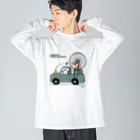 yo-pecoのスマルピーとモルモットカー ビッグシルエットロングスリーブTシャツ