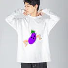 こなぐすり。の走る🍆くん ビッグシルエットロングスリーブTシャツ