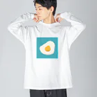 【シマエナガグッズ】ちくわファクトリーのめだまやき　たぶん ビッグシルエットロングスリーブTシャツ