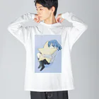 巣箱の女の子と星 ビッグシルエットロングスリーブTシャツ