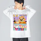 IzumiracleのDog in a wig at a feast! ビッグシルエットロングスリーブTシャツ