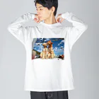 立ち猫®︎(たちねこ） SHOPのkissねこ　しまちゃん ビッグシルエットロングスリーブTシャツ