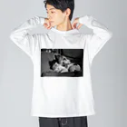 Vincent Bowwowの振り向くビンセントくん_モノクロVer Big Long Sleeve T-Shirt