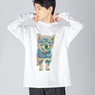 chaCo life with color&natureの油絵カラフル黒シバっ子 Big Long Sleeve T-Shirt