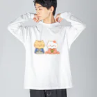 もちぱっちのお正月猫さん ビッグシルエットロングスリーブTシャツ