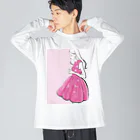 Jojo Yan | A Fashion Illustratorのピンクスカート Big Long Sleeve T-Shirt