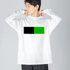 手描きのエトセトラの黒×緑 ２色バイカラー ビッグシルエットロングスリーブTシャツ
