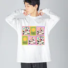 ちょらぷみのチョコレートぱんだ　スイーツパンダ　昭和レトロ　ポップ ビッグシルエットロングスリーブTシャツ