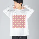 んぱのもりの餃子ぷに　ピンク ビッグシルエットロングスリーブTシャツ