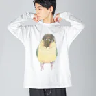 まめるりはことりの可愛いウロコメキシコインコちゃん【まめるりはことり】 ビッグシルエットロングスリーブTシャツ