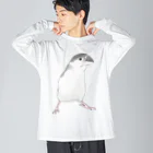 まめるりはことりの可愛いジュウシマツちゃん【まめるりはことり】 ビッグシルエットロングスリーブTシャツ