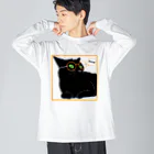 ねむ吉屋のメガネ黒猫 ビッグシルエットロングスリーブTシャツ