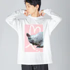 ぽぽこ🐰SHOPのくしくしバニラたん. ハートver ビッグシルエットロングスリーブTシャツ